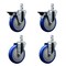 Service Caster 5'' Blue Polyurethane Wheel Swivel 7/8'' Square Stem Caster Set 2 Brakes, 4PK SCC-SQ20S514-PPUB-BLUE-PLB-78-2-S-2 - alternate 1